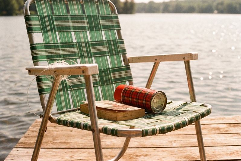 The chair, one arm tied on with fishing line