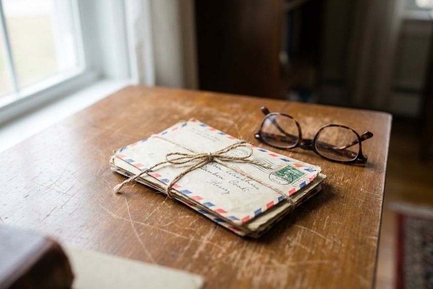 Her letters, tied with string